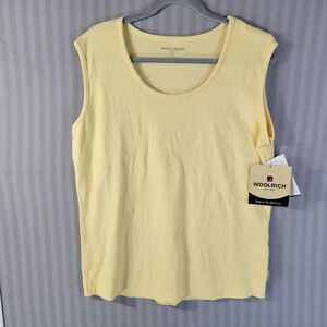 NWT Woolrich Womens Timber Tank Top Size XL Yellow Rib Knit Scoop Neck Pullover